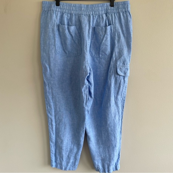 Talbots Women's 100% Linen Drawstring Pull On Pants Blue Size Large - Picture 4 of 14